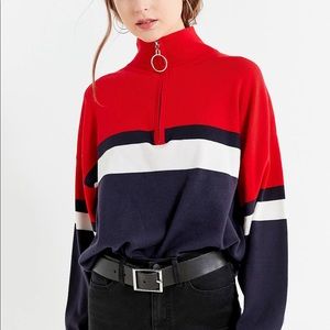 Urban outfitters red, white and blue quarter zip